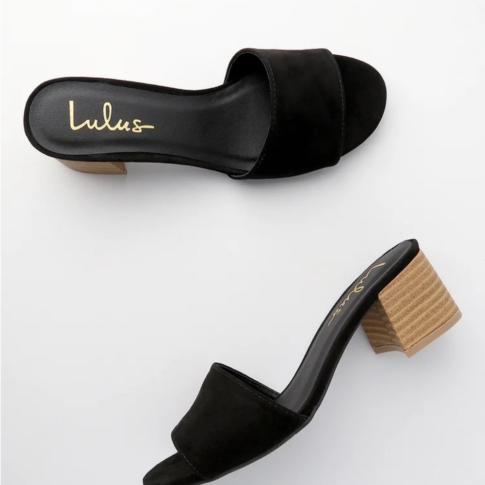 Lulu’s Jax Suede Mule Heel - Black - Size 8